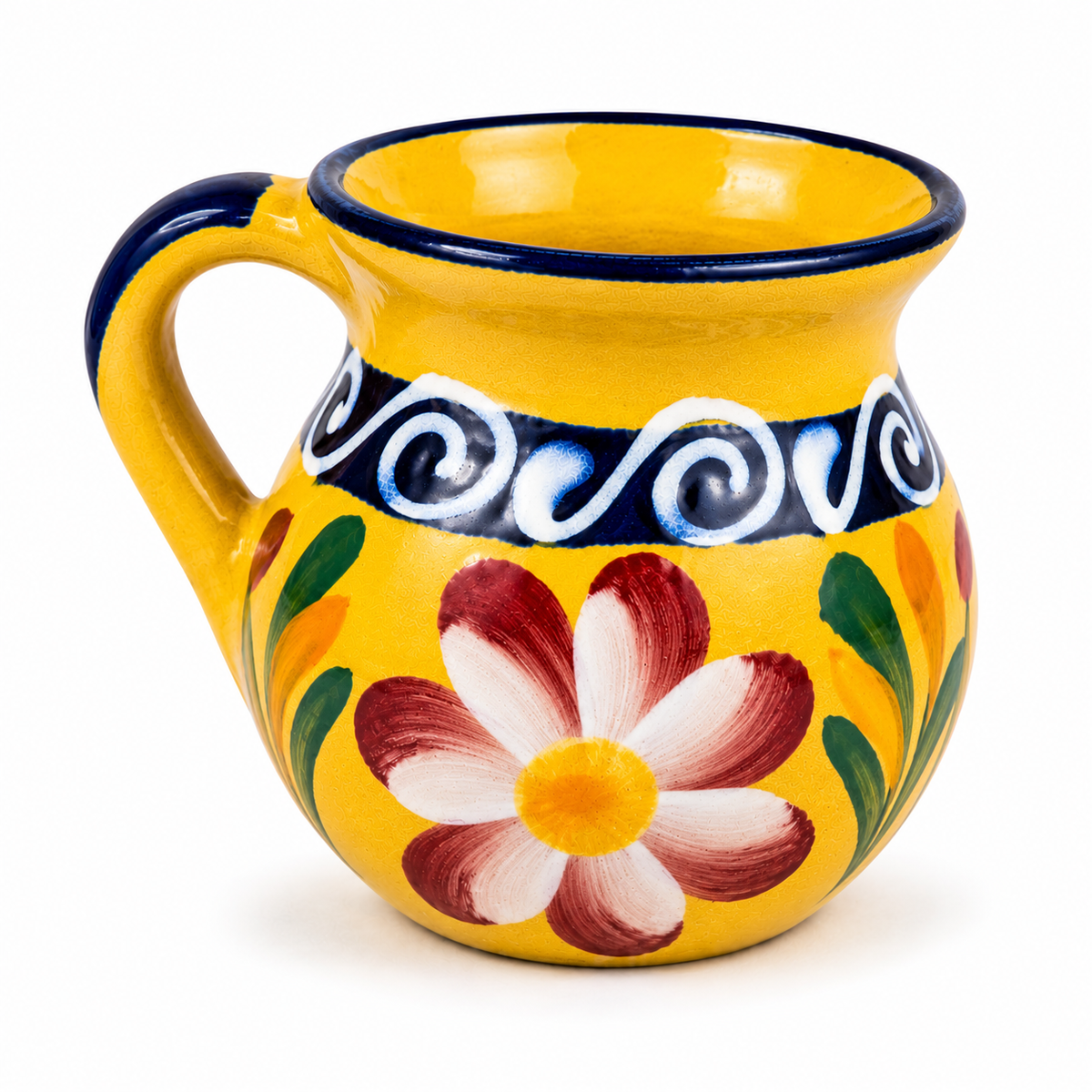Hand Painted Terracotta Mug Mexican Pottery Cup