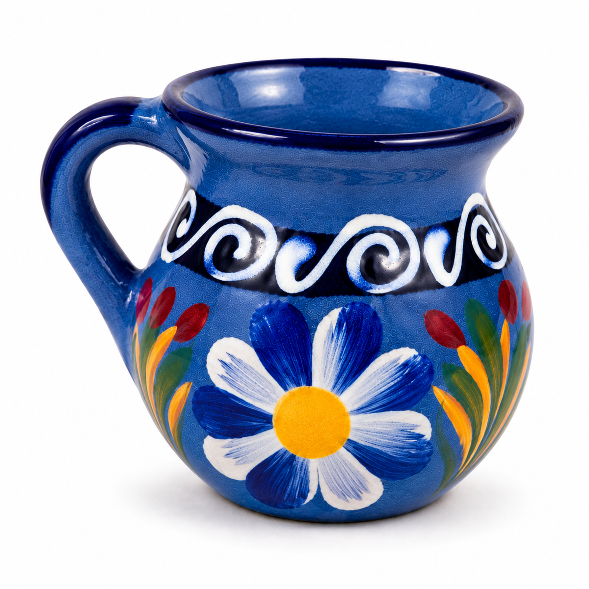 Hand Painted Terracotta Mug Mexican Pottery Cup
