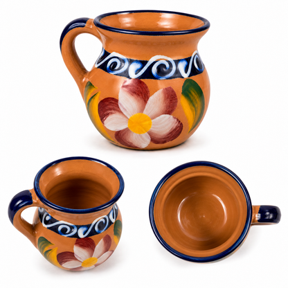 Hand Painted Terracotta Mug Mexican Pottery Cup