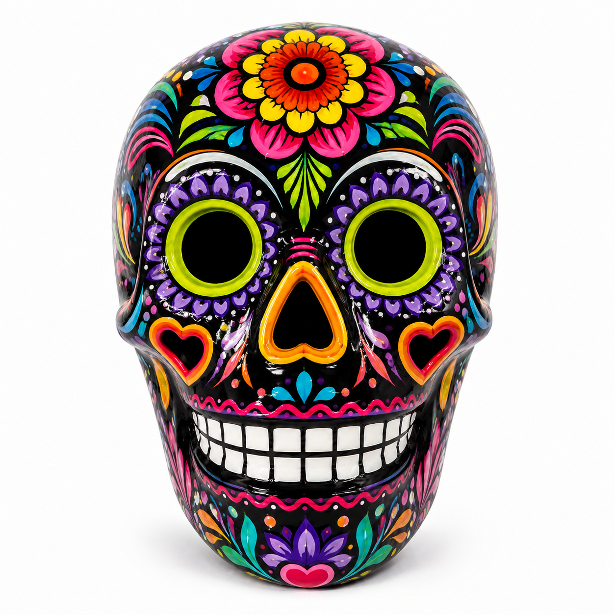 Hand Painted Ceramic Sugar Skull Day of the Dead Decor