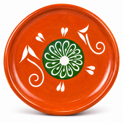 Hand Painted Terracotta Dinner Plate Mexican Pottery Dish