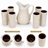 7 Piece Ceramic Pitcher and Tumbler Drinkware Set