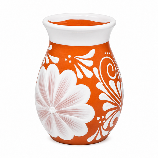 Hand Painted Talavera Style Terracotta Flower Vase