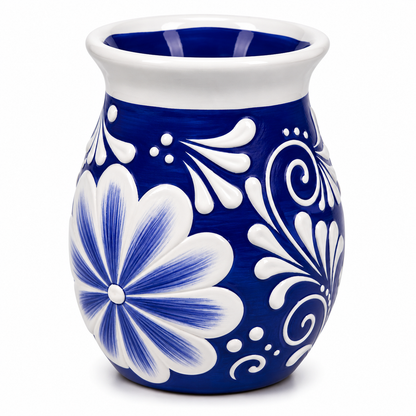Hand Painted Talavera Style Terracotta Flower Vase