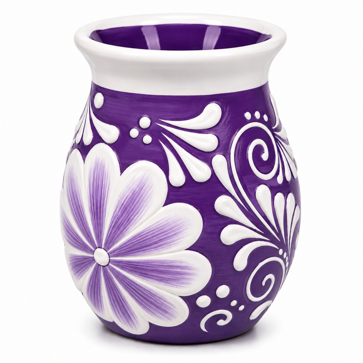Hand Painted Talavera Style Terracotta Flower Vase