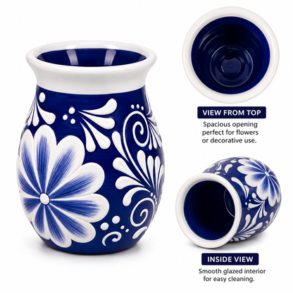 Hand Painted Talavera Style Terracotta Flower Vase
