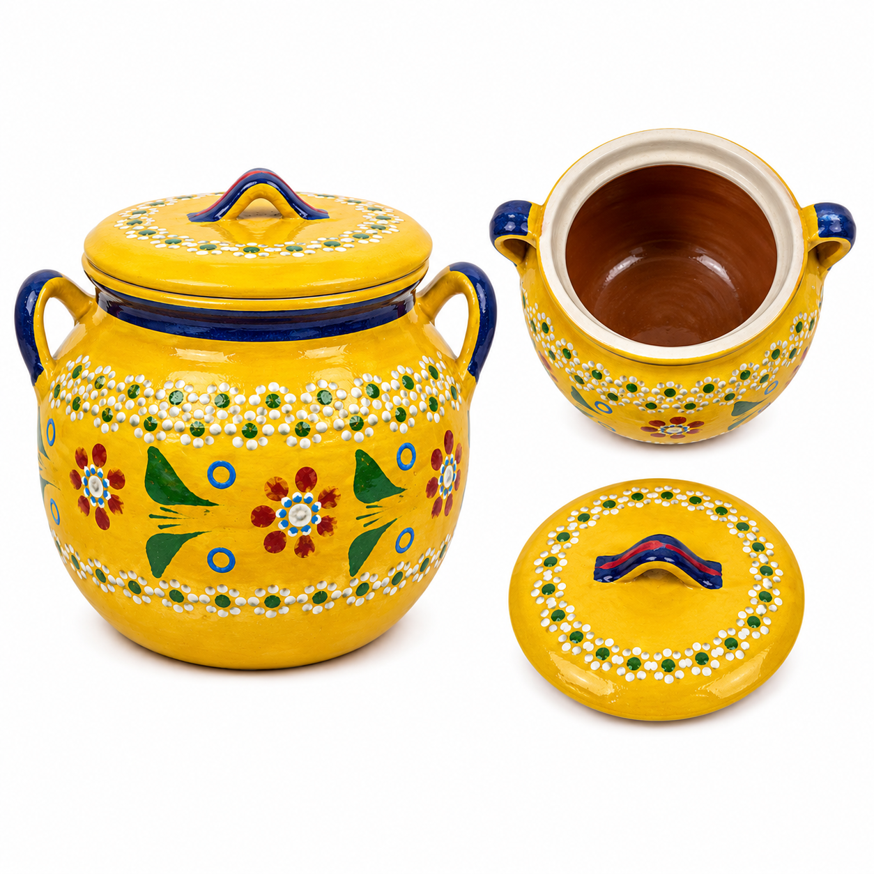 Hand Painted Terracotta Kitchen Storage Jar With Lid