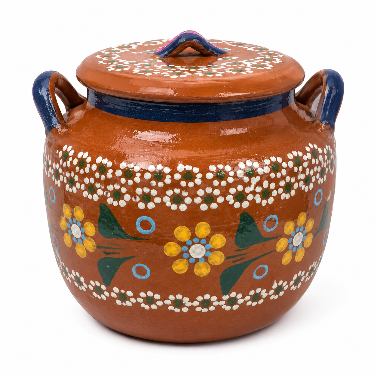 Hand Painted Terracotta Kitchen Storage Jar With Lid