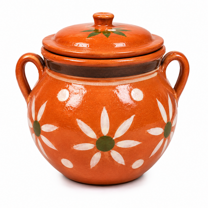 Hand Painted Terracotta Food Storage Jar With Lid