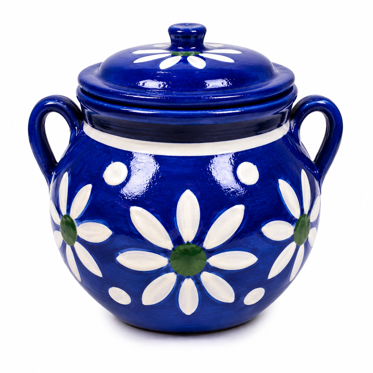 Hand Painted Terracotta Food Storage Jar With Lid