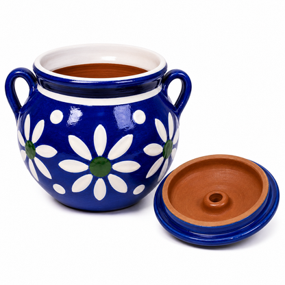 Hand Painted Terracotta Food Storage Jar With Lid
