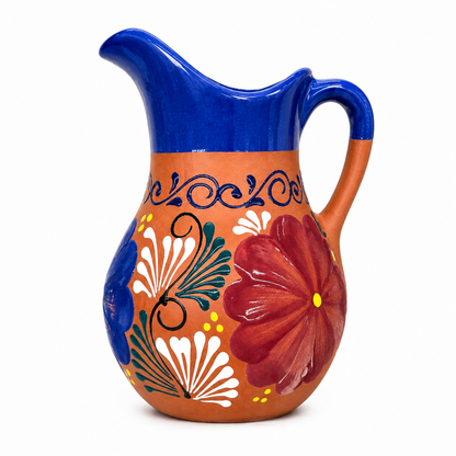 Hand Painted Terracotta Beverage Serving Pitcher