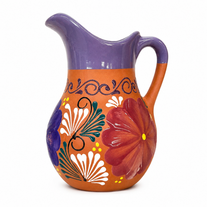 Hand Painted Terracotta Beverage Serving Pitcher